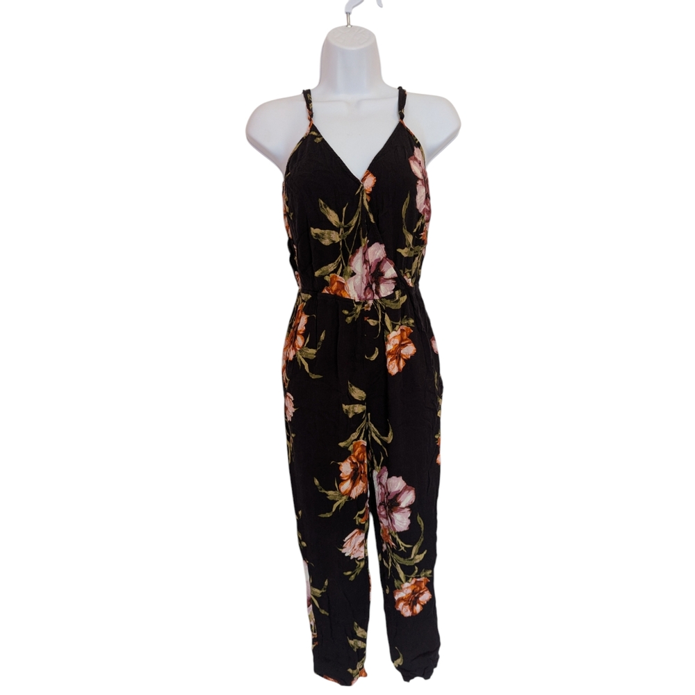 Mindcode black floral jumpsuit